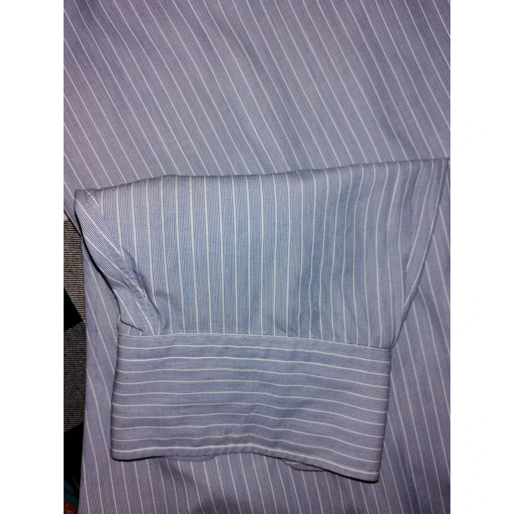 Polo by‎ Ralph Lauren Andrew Dress Shirt Men's 17 32/33 Blue Pinstripe - Z
